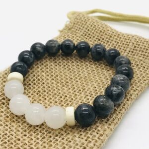 Handmade Labradorite Snow quartz Genuine Gemstone Bracelet